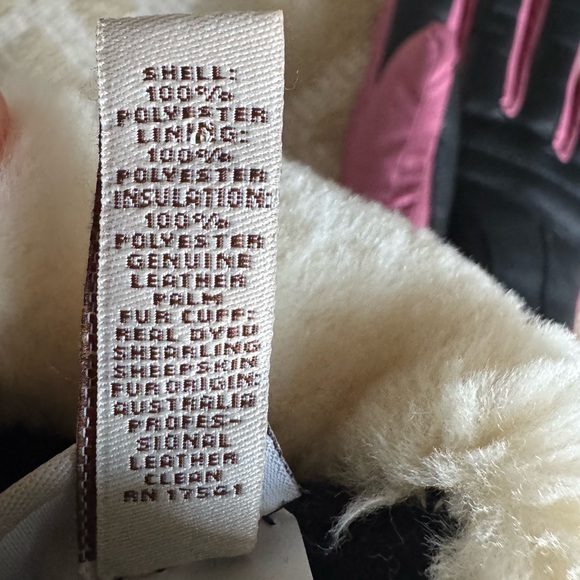 New UGG Shearling Cuff Insulated Leather Winter Gloves Outdoor Mauve Pink L/XL - Picture 7 of 7